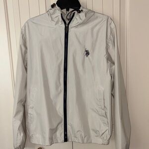 U.S. Polo Assn. Men's Light Beige  Hooded Windbreaker Small